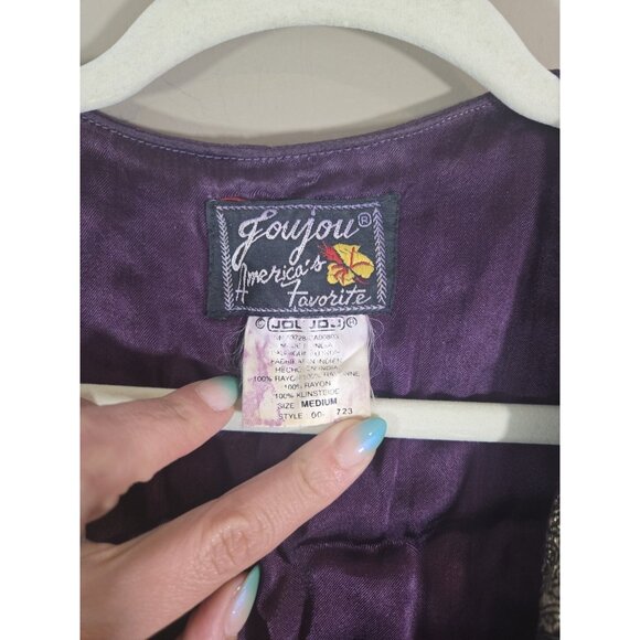 Vintage Jou Jou Colorful Patterned Vest, Tassels, Size M Hippie Boho Patchwork - Picture 4 of 7